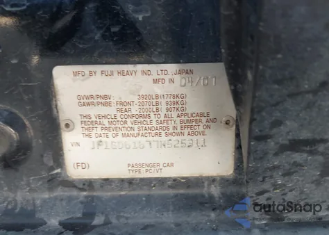 2007 Subaru Impreza 2.5I z USA, uszkodzony, nr VIN JF1GD61677H525311